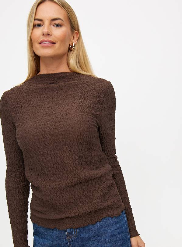 Brown Textured Long Sleeve Top 24