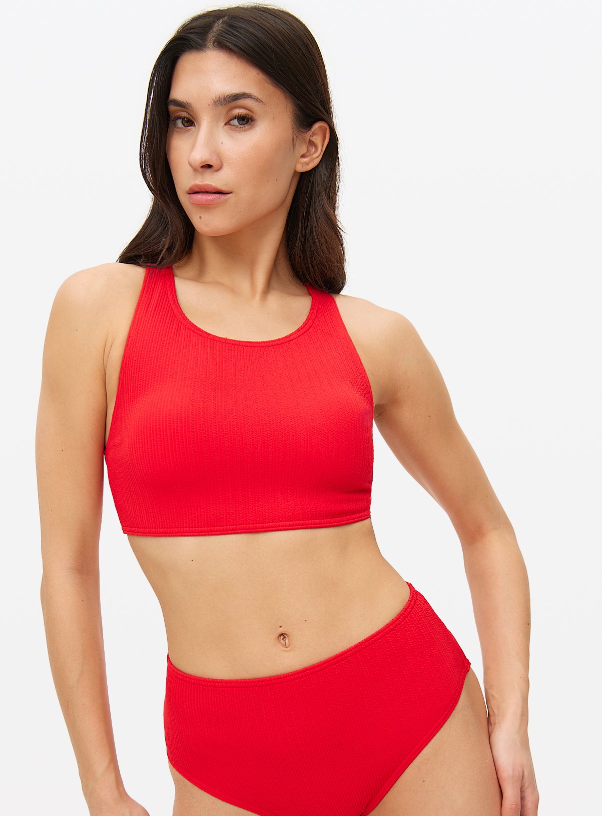 Red Textured Crop Bikini Top 12