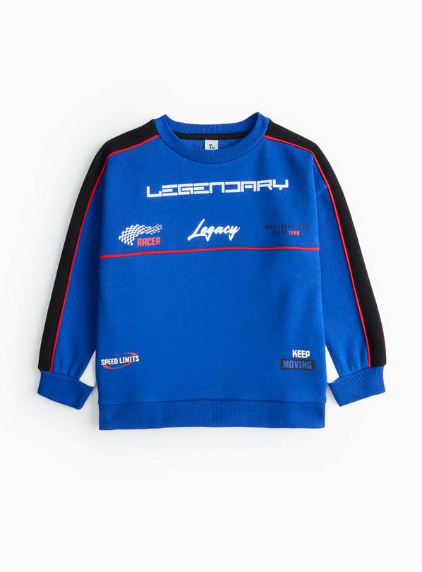 Blue Racing Graphic Sweatshirt 5 years