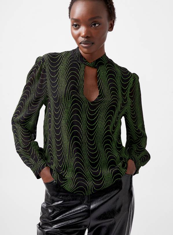 FRENCH CONNECTION Grace Alohi Lurex Long Sleeve Blouse XL