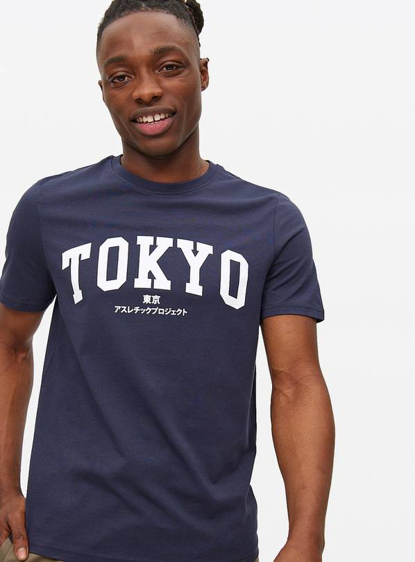 Navy Tokyo Graphic Print T-Shirt L