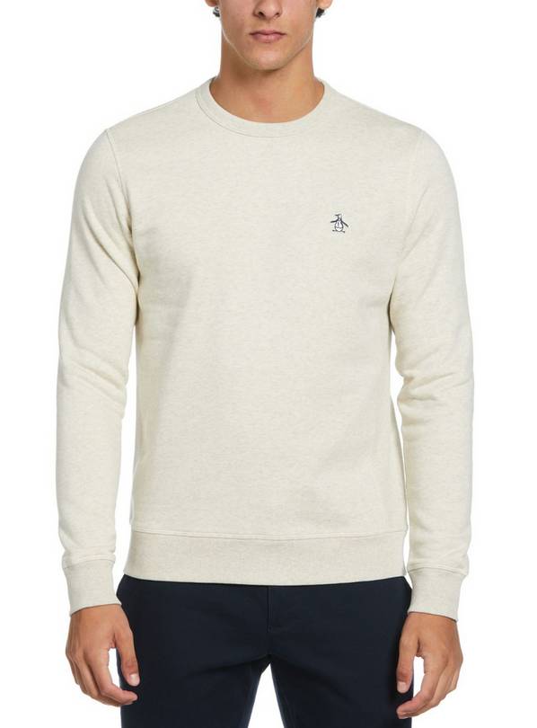 ORIGINAL PENGUIN Crew Neck Sticker Pete Sweatshirt In White XXL