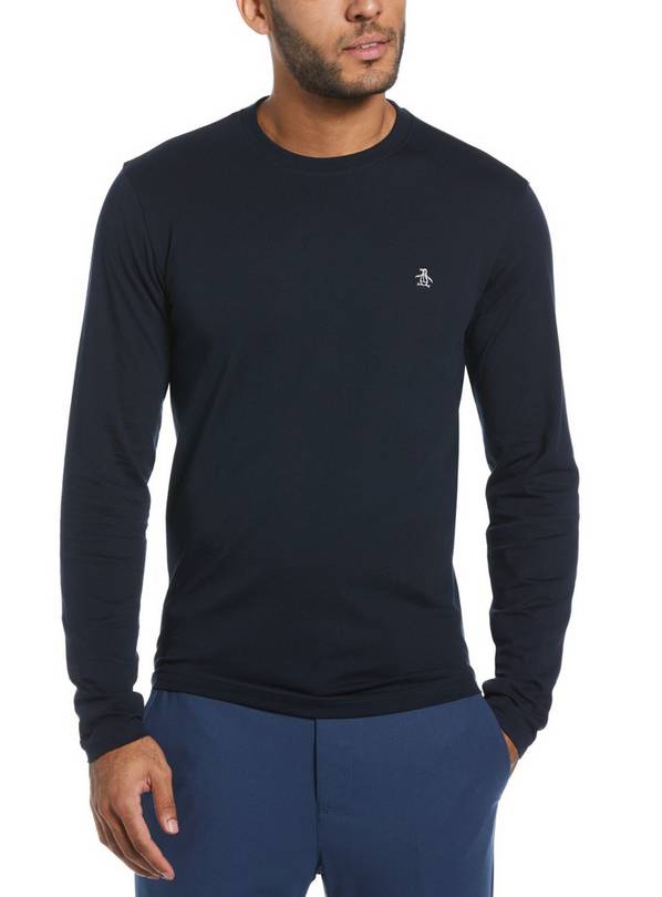 ORIGINAL PENGUIN Long Sleeve Cotton T Shirt Navy S