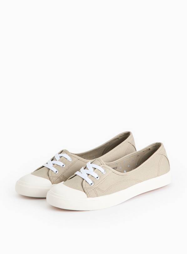 Neutral Low Lace Canvas Trainers  8