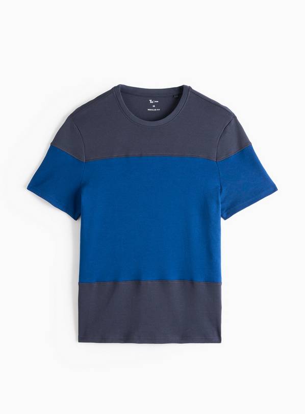 Blue Colour Block Stripe T-Shirt S