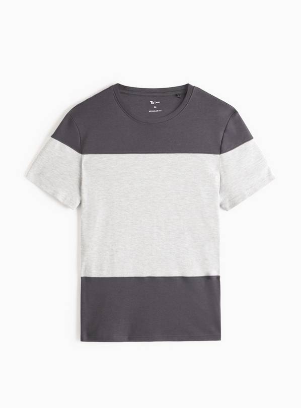 Mono Colour Block Stripe T-Shirt L