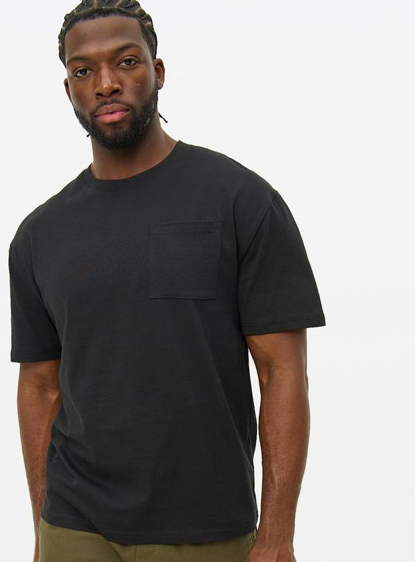 Black Relaxed Fit Pocket T-Shirt XXL