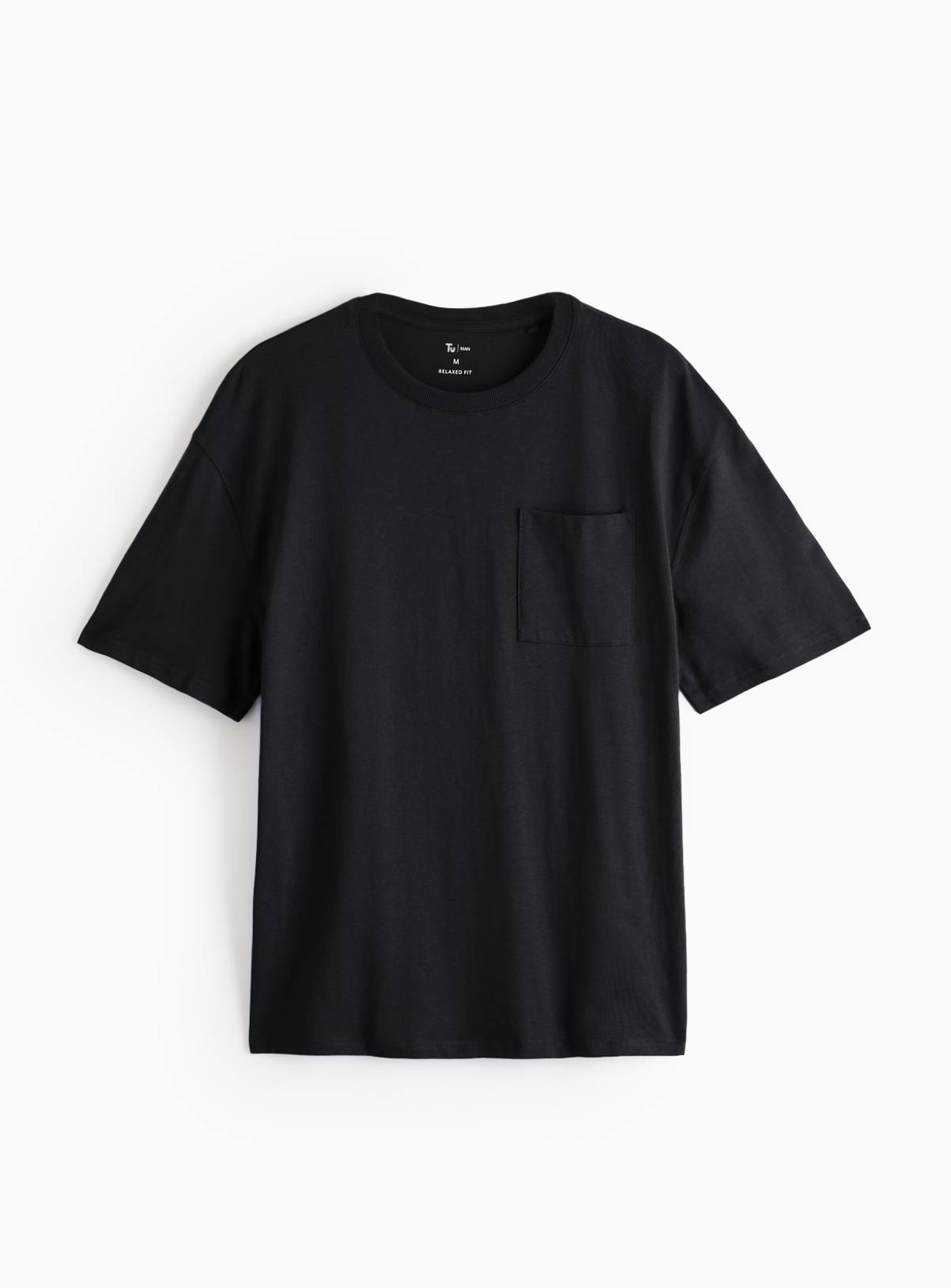 Black Relaxed Fit Pocket T-Shirt XL - Image 3