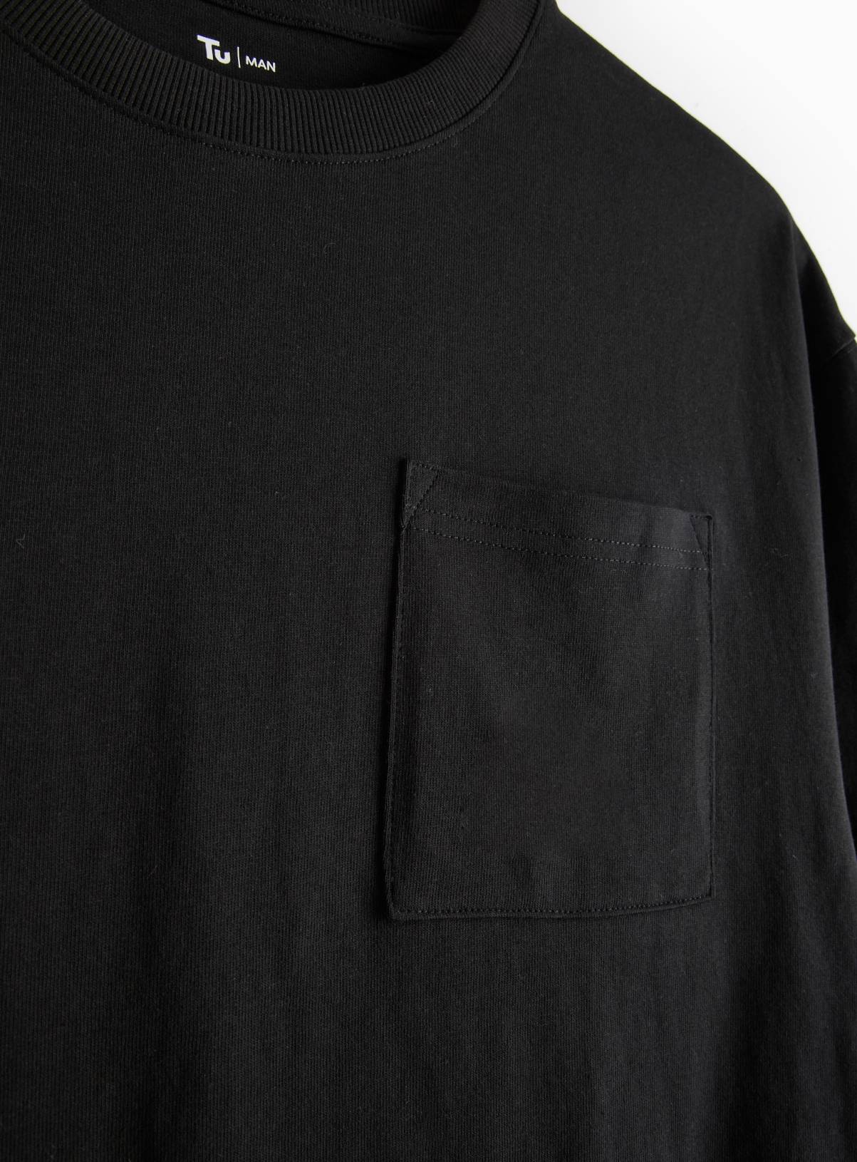 Black Relaxed Fit Pocket T-Shirt XL - Image 4