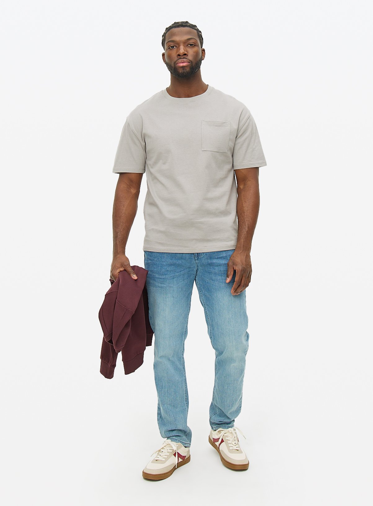 Grey Relaxed Fit Pocket T-Shirt XL - Image 2 thumbnail