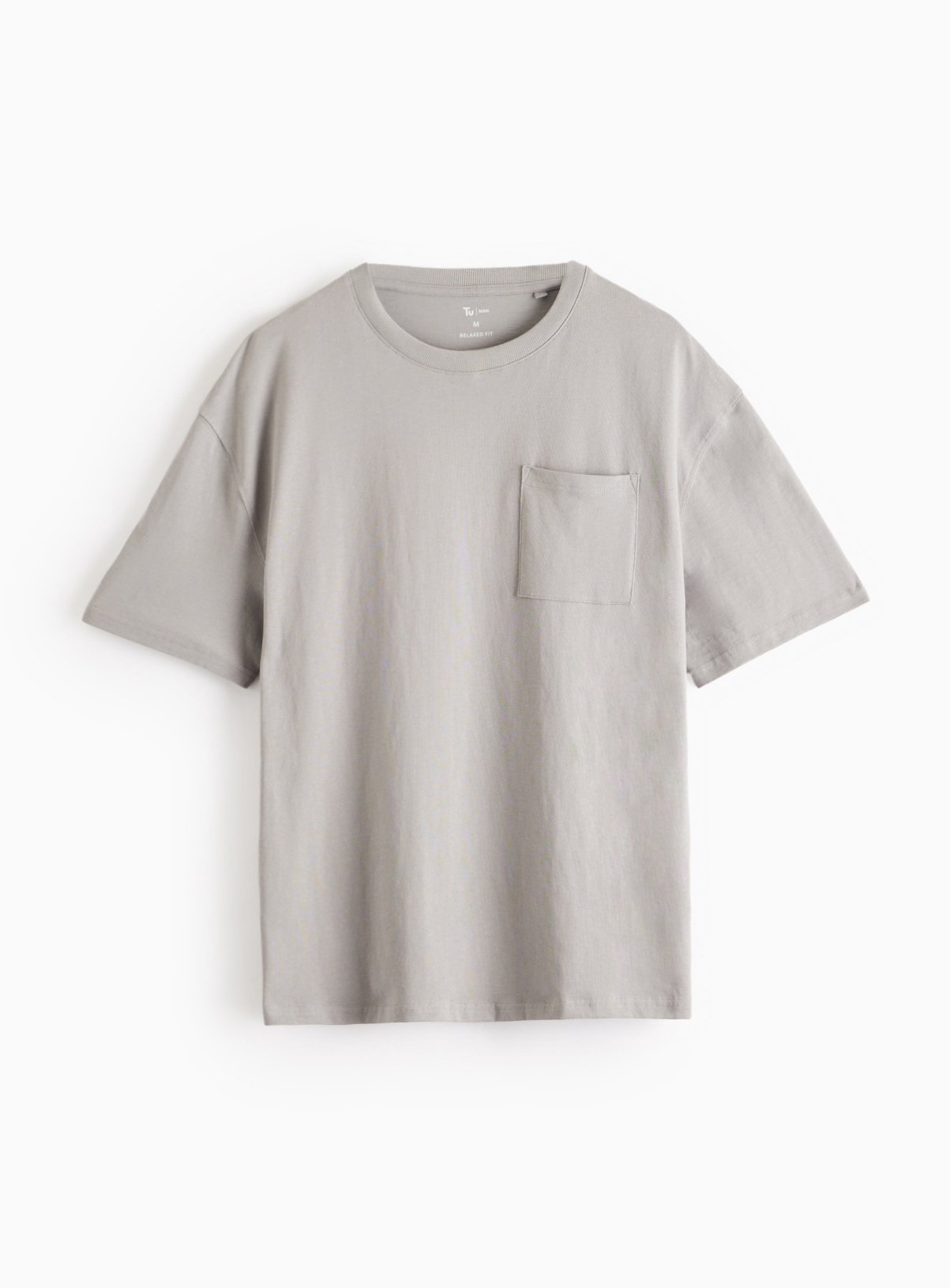 Grey Relaxed Fit Pocket T-Shirt XL - Image 3 thumbnail