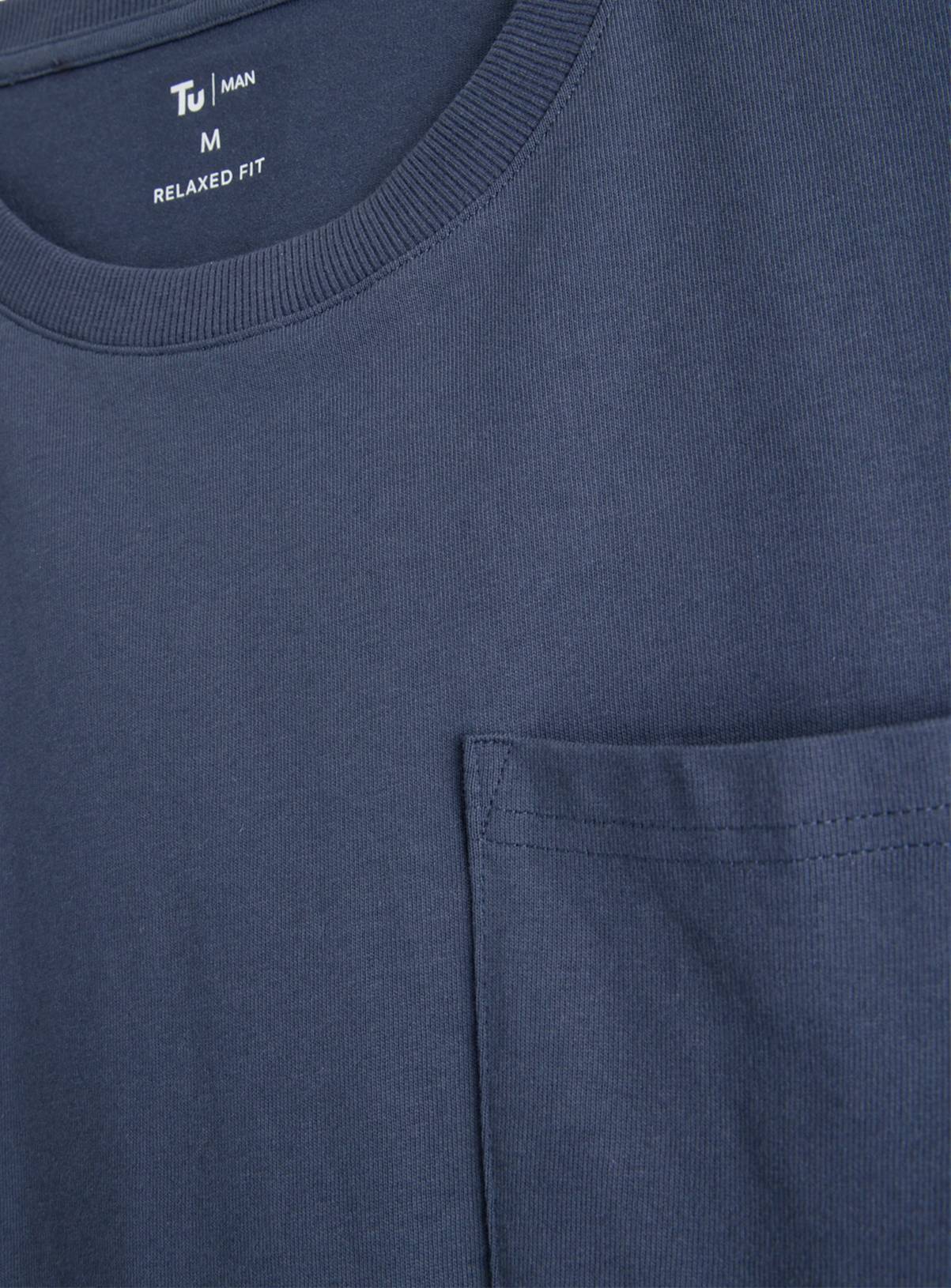 Navy Relaxed Fit Pocket T-Shirt XL - Image 4