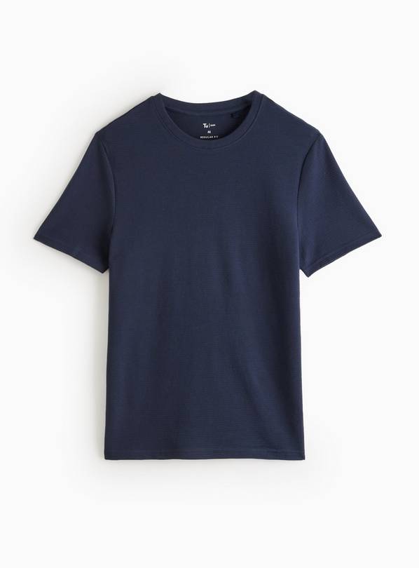 Navy Textured Stripe T-Shirt M