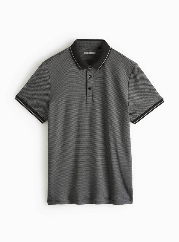 Black Two Tone Polo Shirt XL