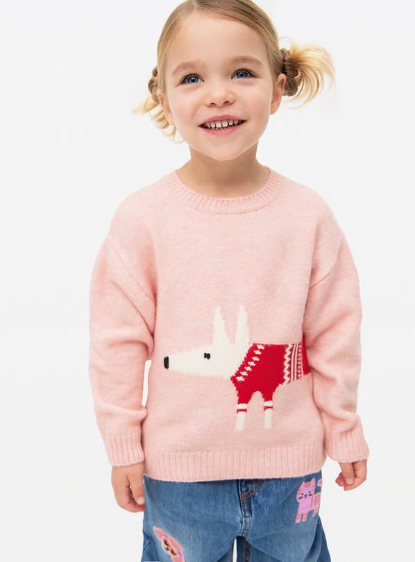 Tu X Scion Christmas Pink Mr Fox Knitted Jumper 12 years