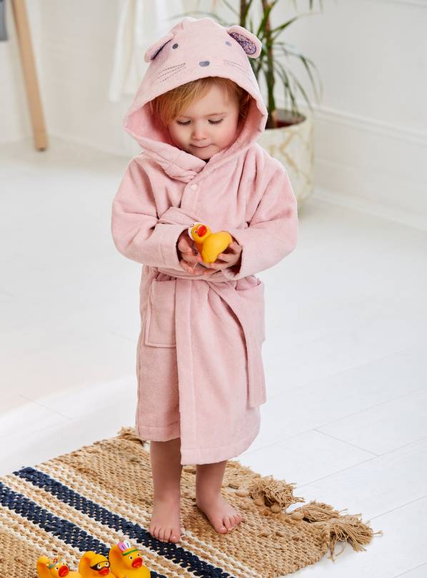 JOJO MAMAN B&Eacute;B&Eacute; Mouse Cotton Towelling Robe 1-2 Years