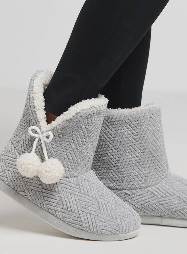 SIMPLY BE Bootie Slipper Grey Wide Fit L