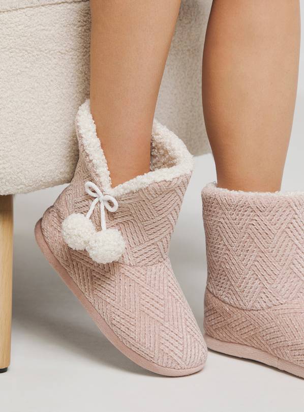 SIMPLY BE Bootie Slipper Pink Wide Fit S