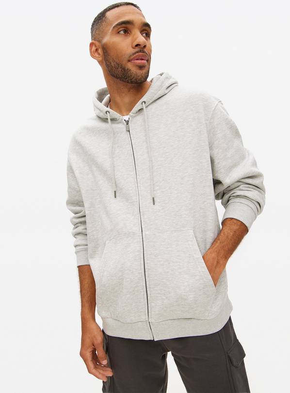 Grey Marl Core Zip-Through Hoodie L