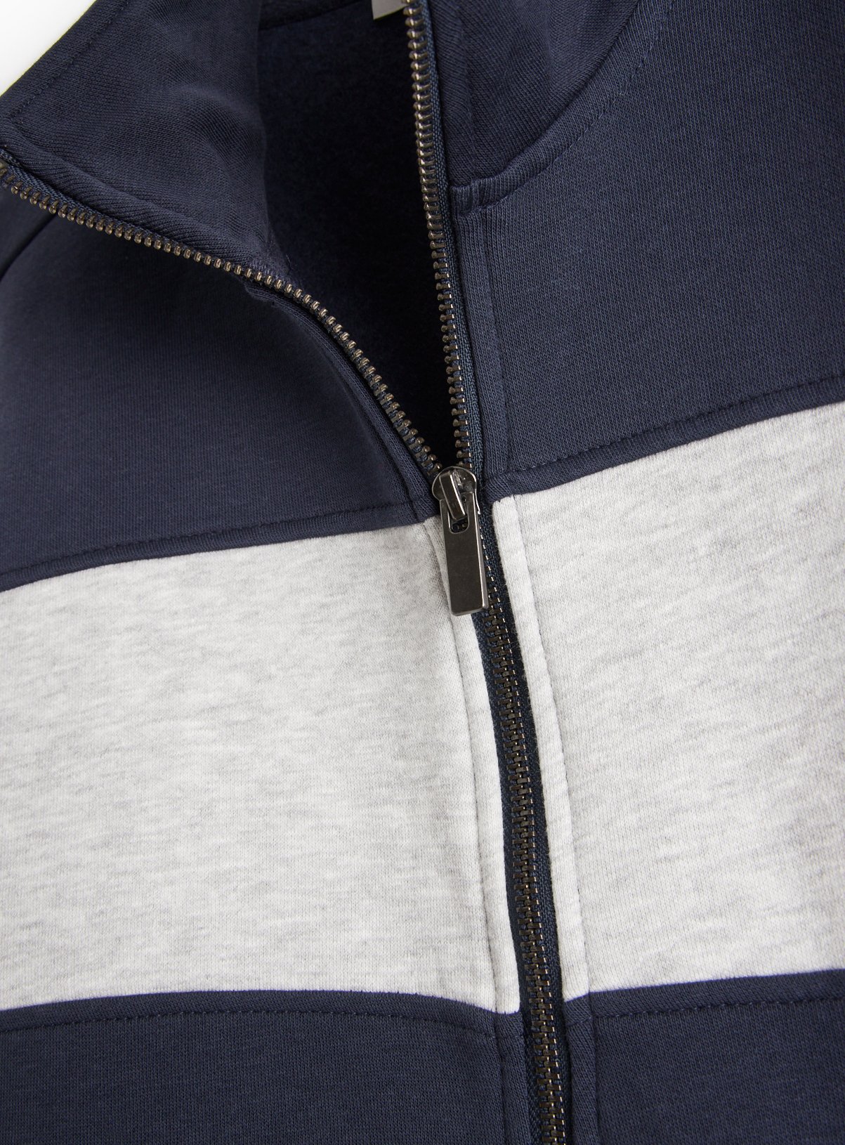 Navy Colour Block Zip Funnel Sweatshirt XL - Image 4 thumbnail
