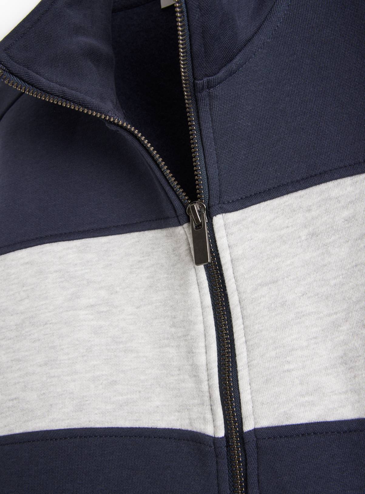 Navy Colour Block Zip Funnel Sweatshirt XL - Image 4