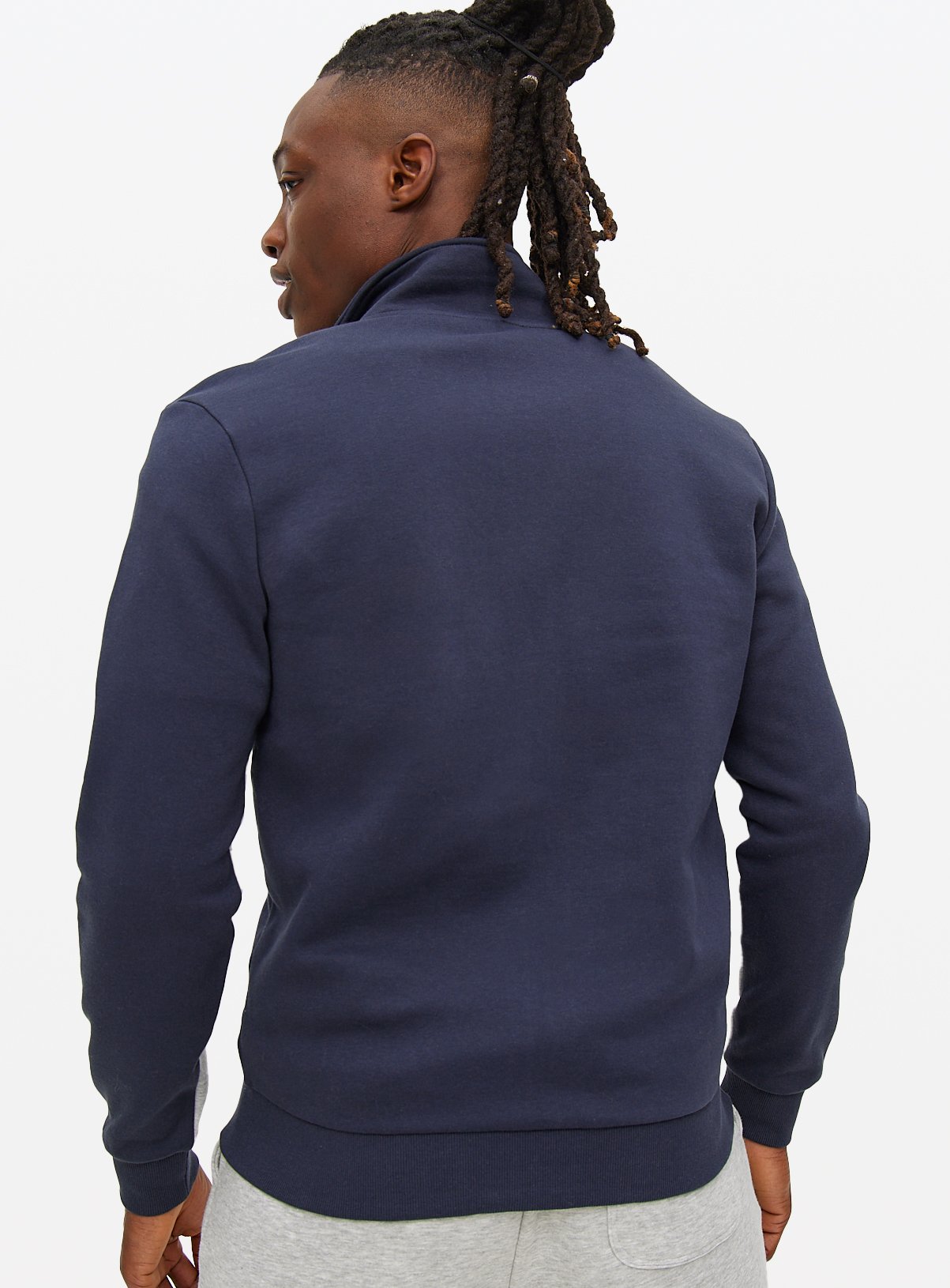 Navy Colour Block Zip Funnel Sweatshirt XL - Image 5 thumbnail