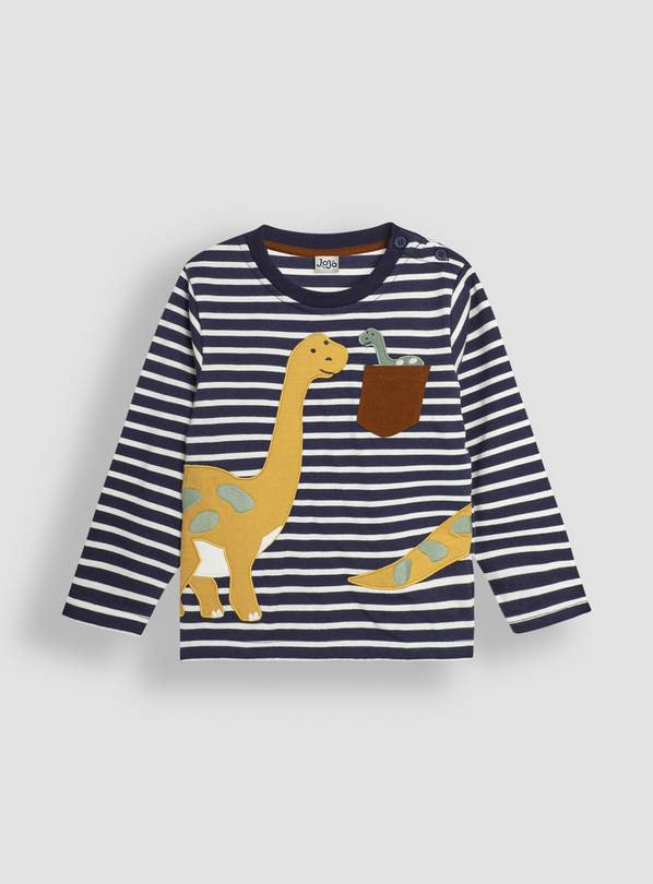 JOJO MAMAN BÉBÉ Diplodocus Applique Pocket Top 6-7 Years