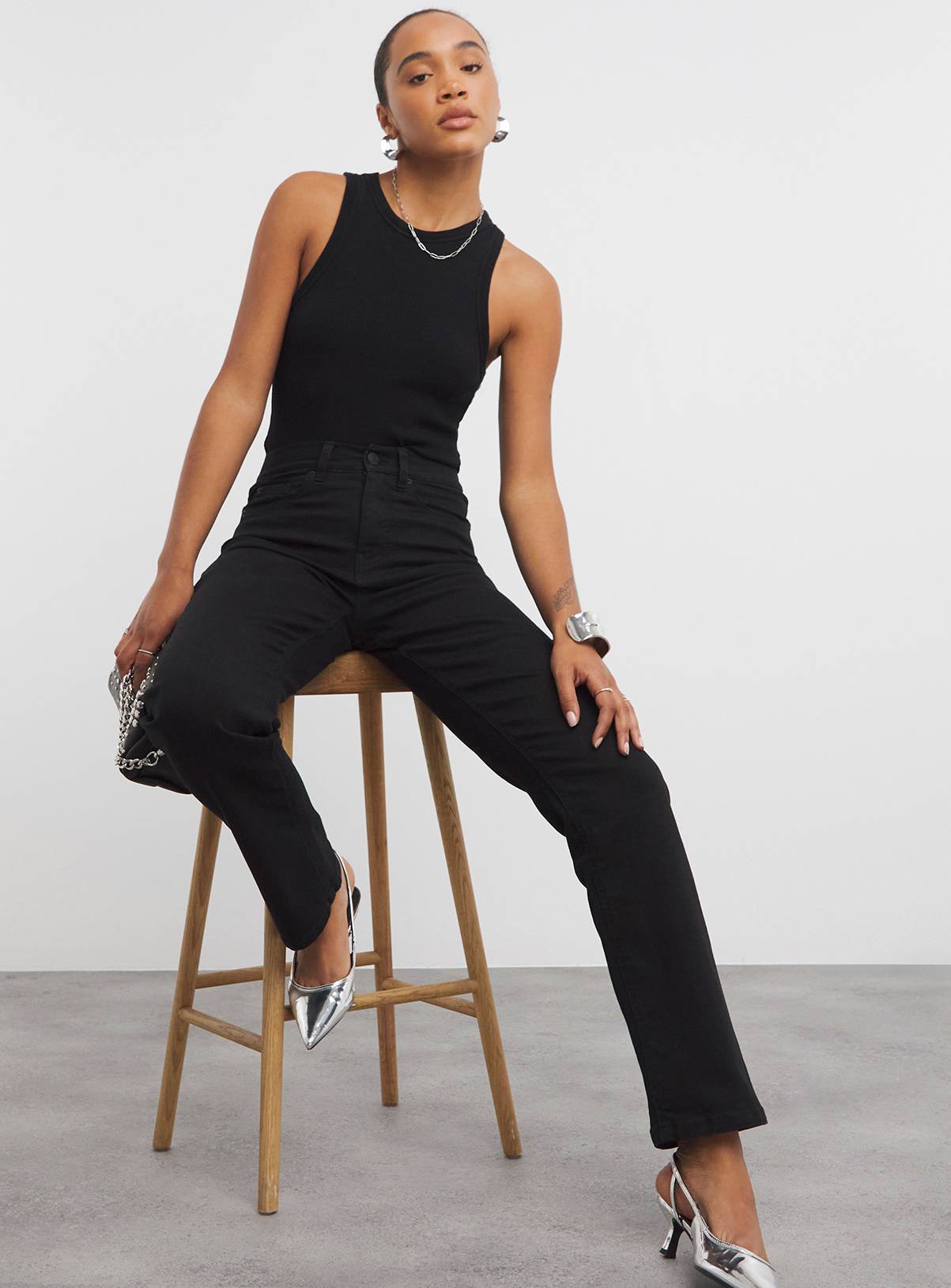 SIMPLY BE 24/7 Straight Jean Black 28 - Image 1