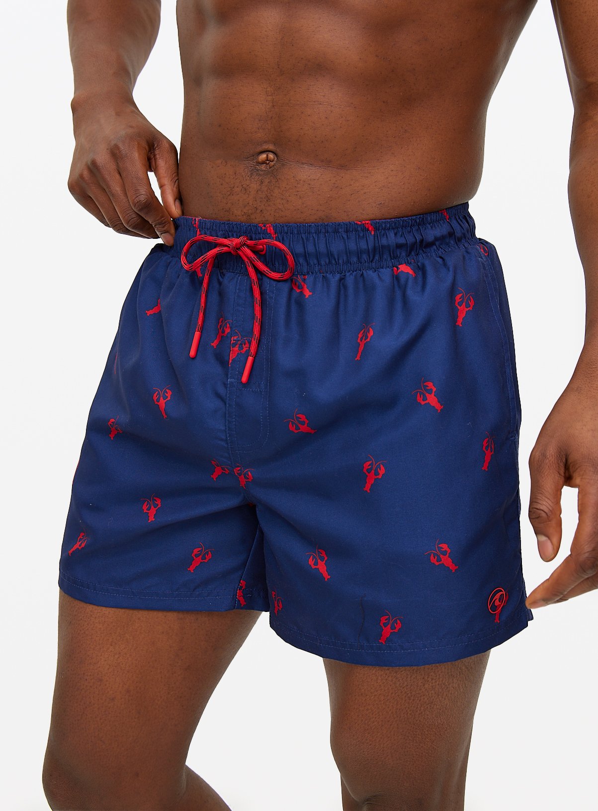 Navy Lobster Print Swim Shorts L