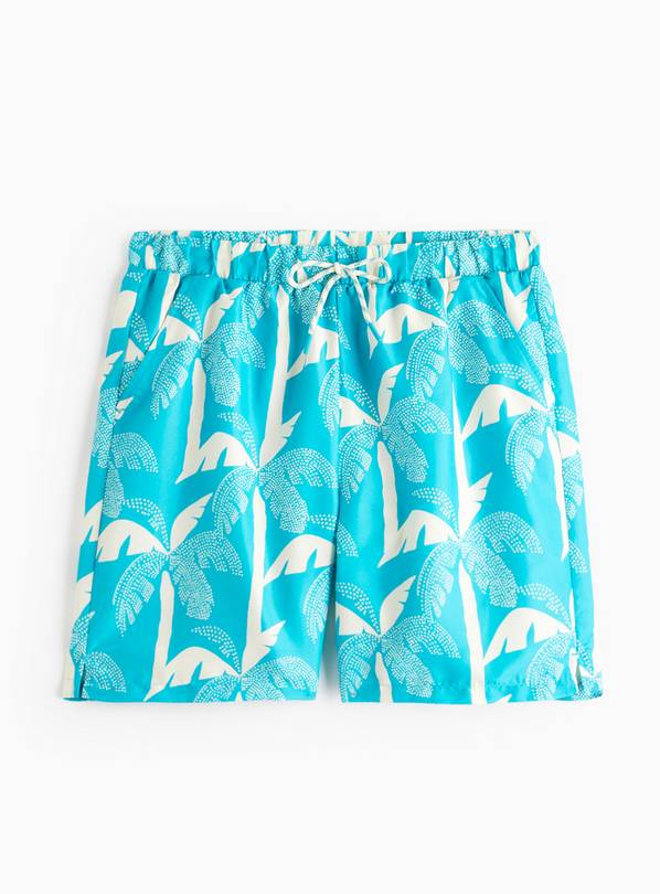Blue Palm Print Swim Shorts XXL