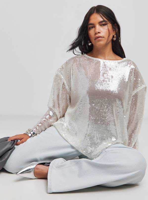 SIMPLY BE Fluted Sleeve Sequin Top 18