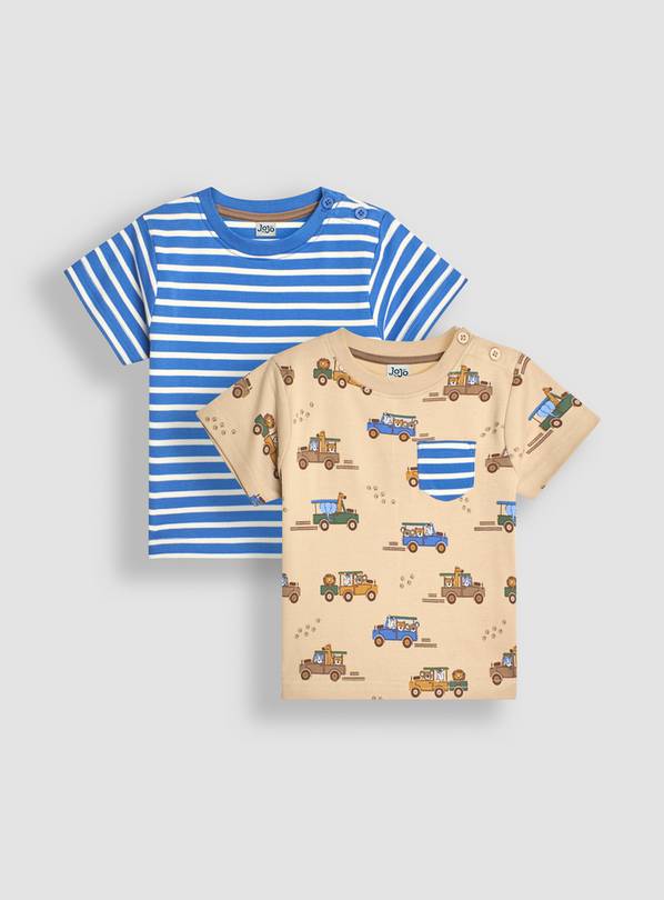 JOJO MAMAN B&Eacute;B&Eacute; 2 Pack Safari Vehicles & Stripe T Shirts 5-6 Years