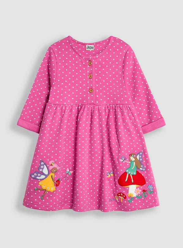 JOJO MAMAN B&Eacute;B&Eacute; Fairy Applique Button Front Dress 2-3 Years