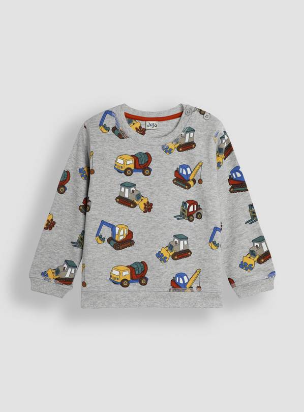 JOJO MAMAN B&Eacute;B&Eacute; Construction Vehicle Print Sweatshirt 12 - 18 Month