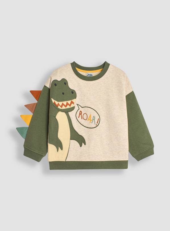 JOJO MAMAN B&Eacute;B&Eacute; Dinosaur Applique Novelty Sweatshirt 5-6 Years