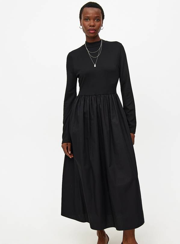 Black Combined Long Sleeve Full Dress 10