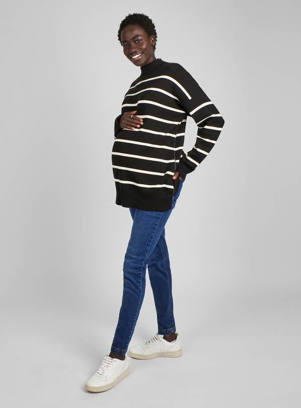 JOJO MAMAN B&Eacute;B&Eacute; Stripe Turtle Neck Maternity & Nursing Jumper L