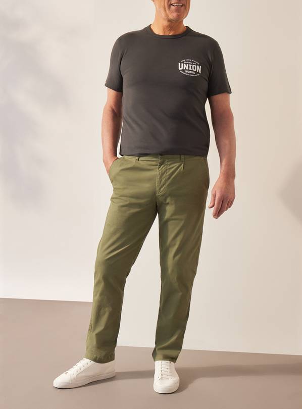 UNION WORKS Khaki Classic Chino Trousers 34R