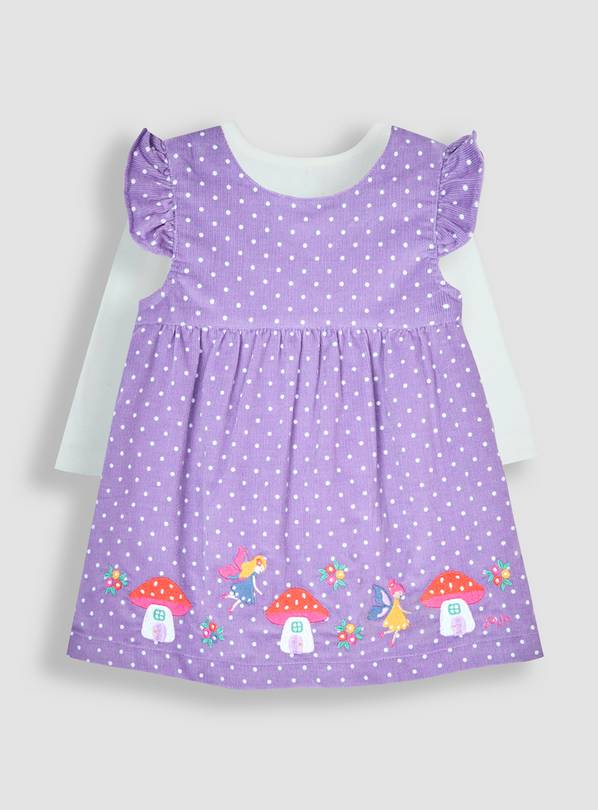 JOJO MAMAN B&Eacute;B&Eacute; Fairy Embroidered Cord Baby Dress & Body Set 3-6 Month