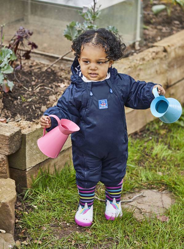 JOJO MAMAN BÉBÉ Navy Waterproof Fleece Lined All In One 9-12 months