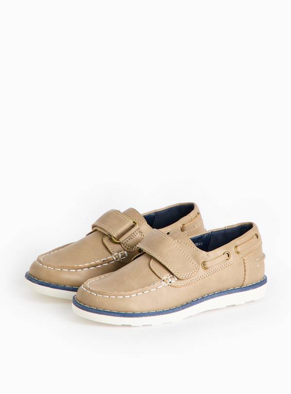 Tan Faux Leather Boat Shoes 5 Infant