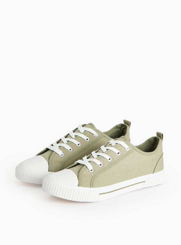 Green Eyelet Canvas Lace Trainers 3