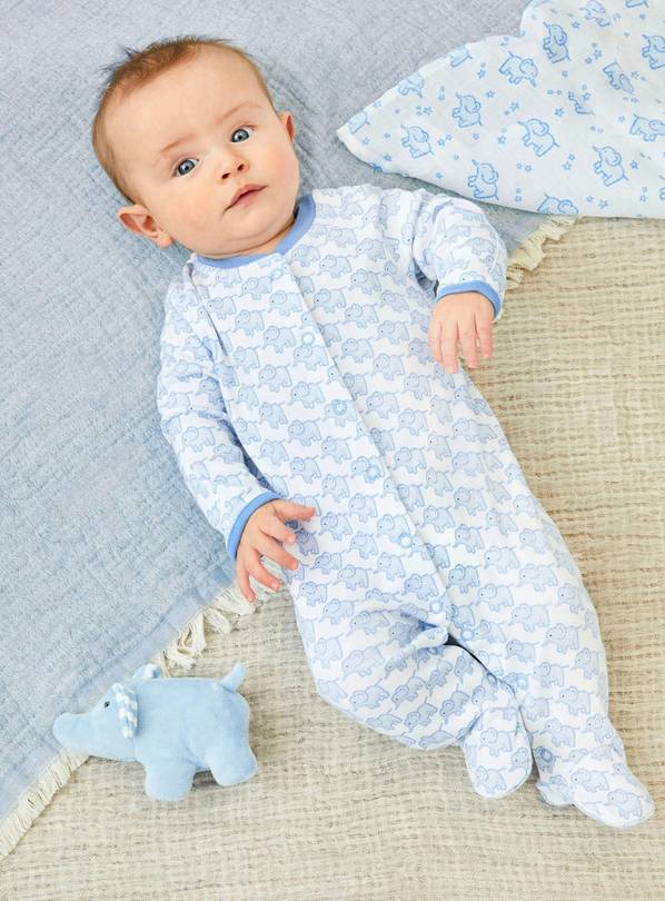 JOJO MAMAN B&Eacute;B&Eacute; Little Elephant Sleepsuit Blue 0-3 Month