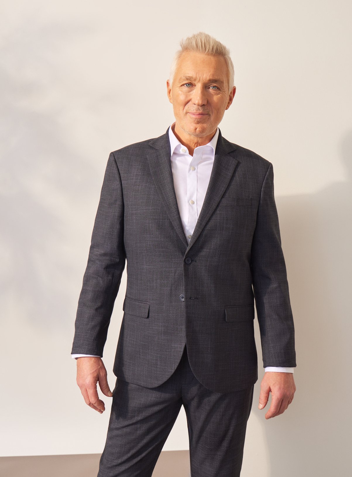 Men's Navy UNION WORKS Grey Textured Single Breasted Blazer
