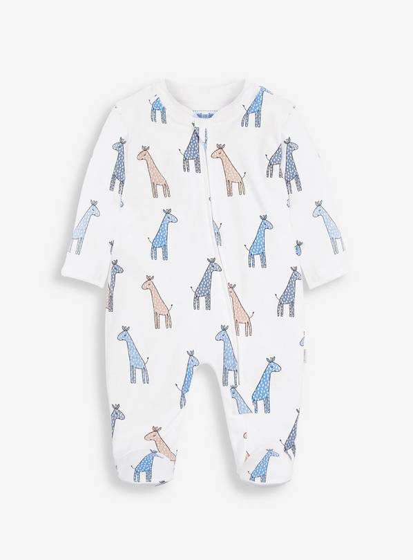 JOJO MAMAN B&Eacute;B&Eacute; Giraffe Print Zip Sleepsuit Blue 0-3 month