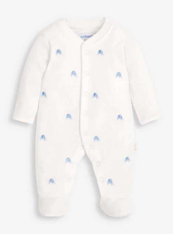 JOJO MAMAN B&Eacute;B&Eacute; Elephant Embroidered Sleepsuit New Born