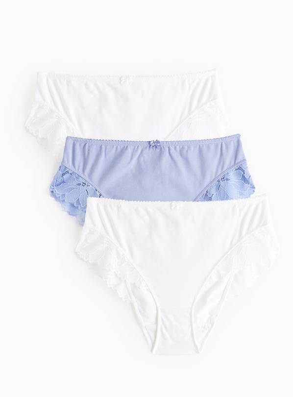 Cottonform™ White & Blue Lace Full Knickers 3 Pack 8