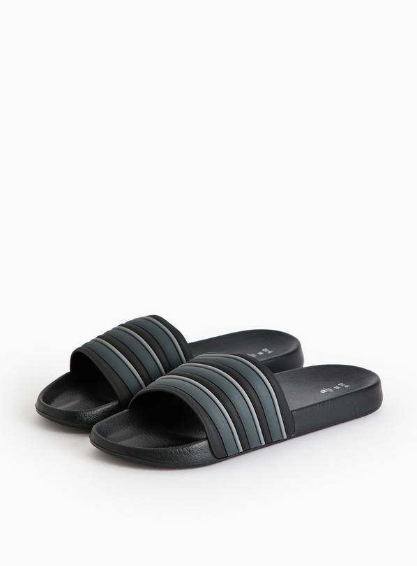 Black Stripe Eva Sliders  M