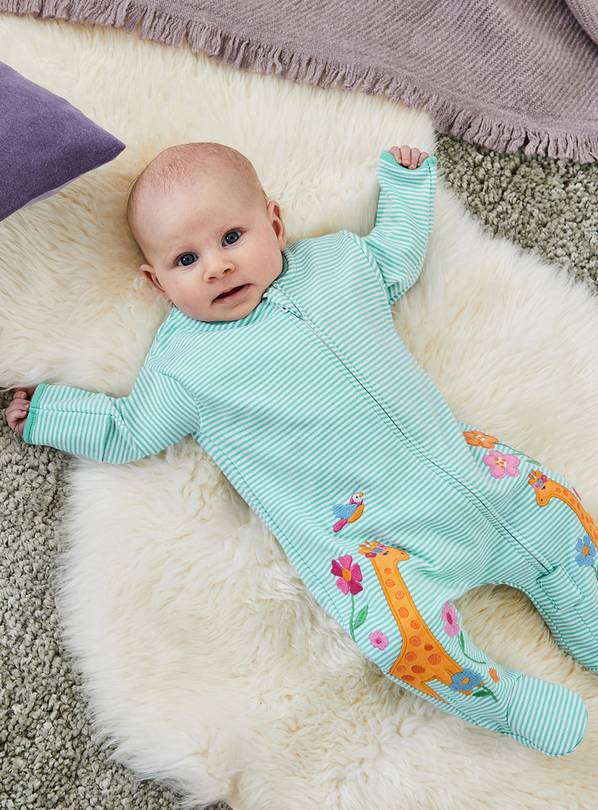 JOJO MAMAN B&Eacute;B&Eacute; Giraffe Applique Zip Sleepsuit 0-3 Month