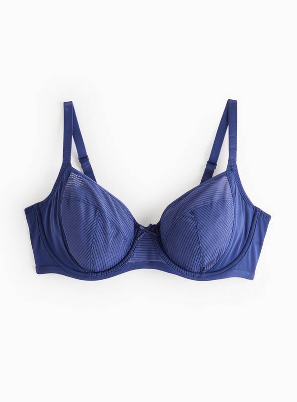 DD+ Navy Mesh Stripe Underwired Full Cup Bra 38G